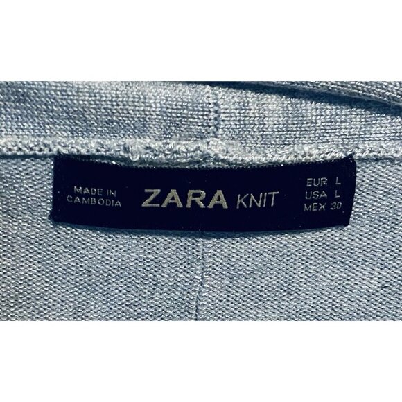 Zara Knit Cardigan Sweater Womens Large Light Blue Open Front Long Sleeve Comfy - Picture 4 of 5